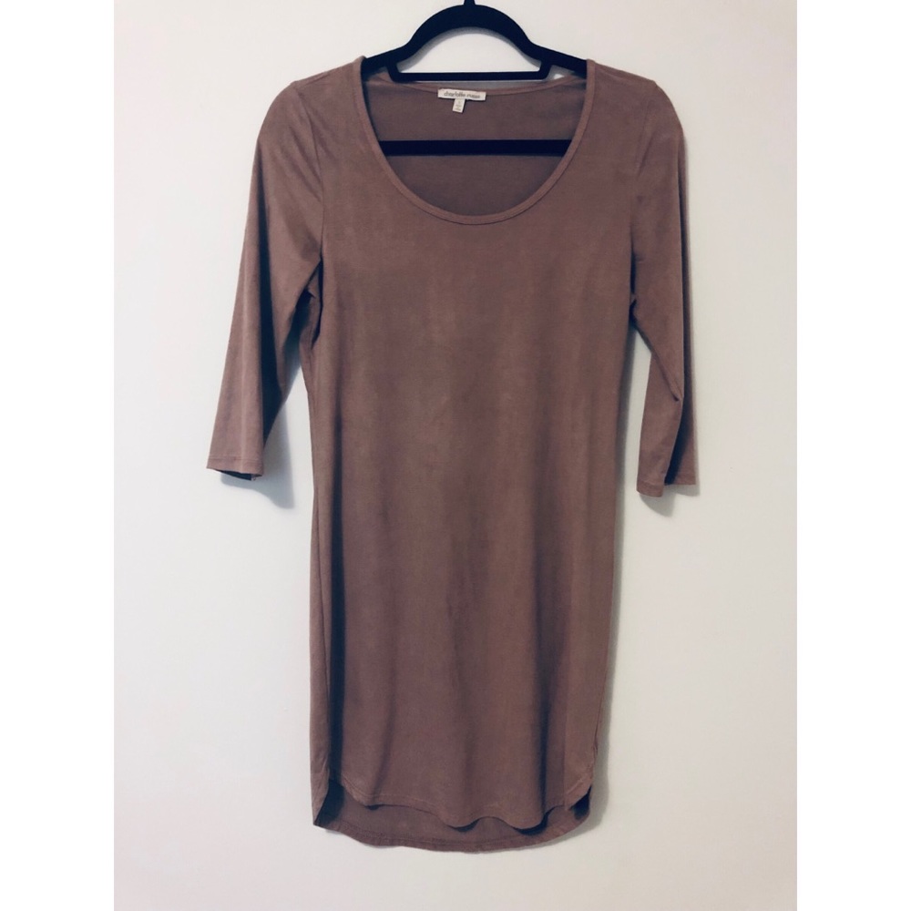Charlotte Russe Velvet Mauve 3/4 Sleeve Dress